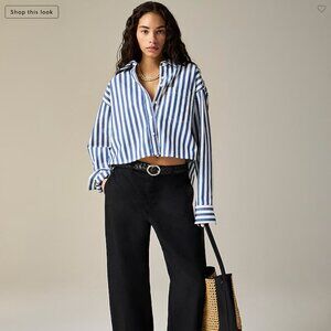 J. Crew Étienne cropped button-up shirt in striped cotton poplin